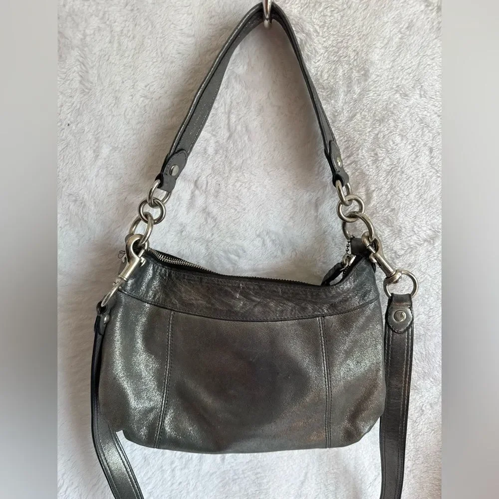 Coach Metallic Silver Poppy 2-Way Bag